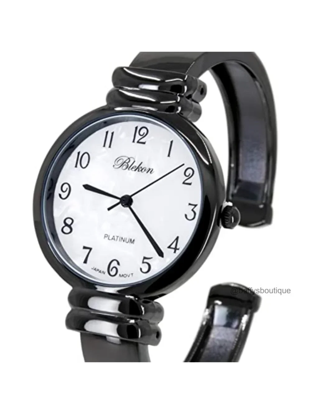 Mother of Pearl Cuff Bracelet Watch Women Japanese Quartz Metal Bangle